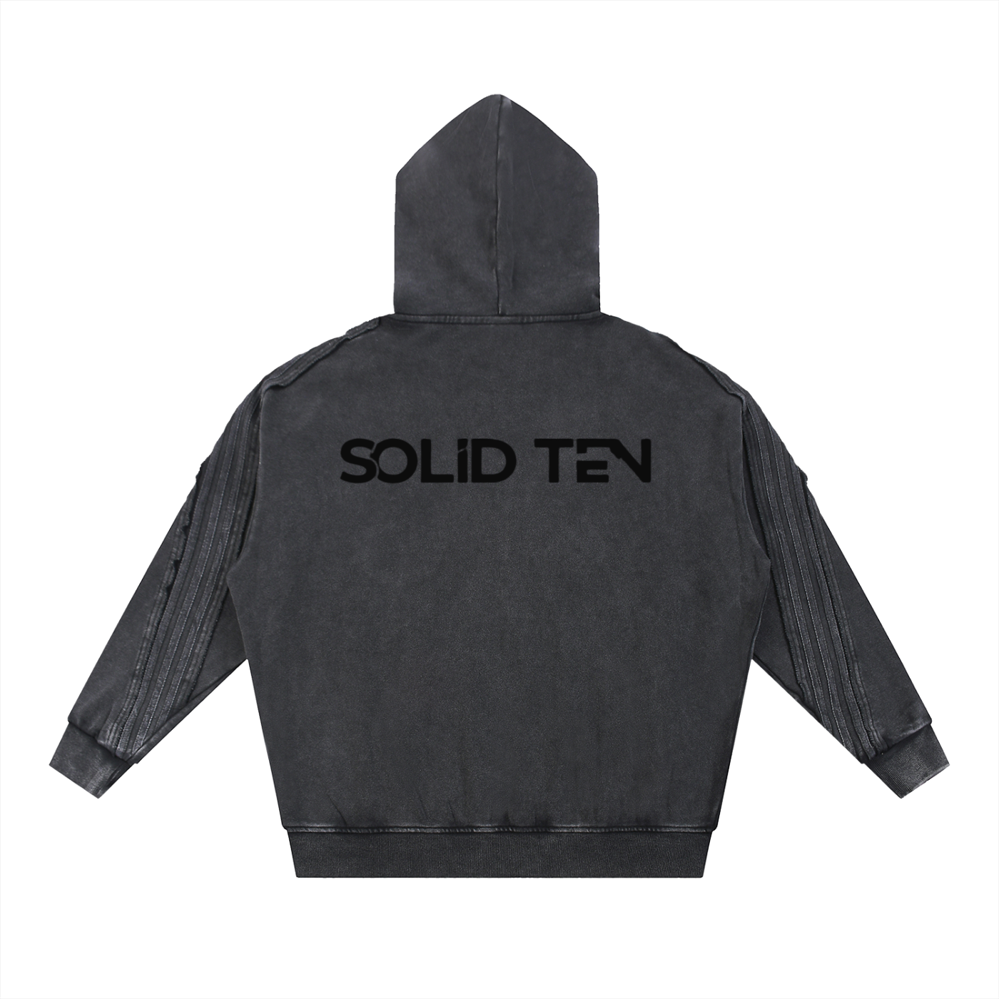 Snow Washed Tape Raw Edge Zip Hoodie