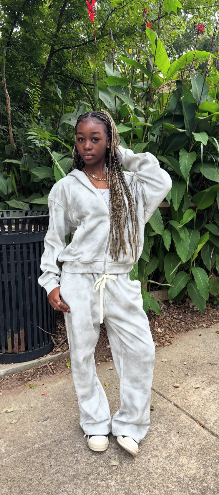 Dirty Washed Boxy Zip-up Fleece Hoodie