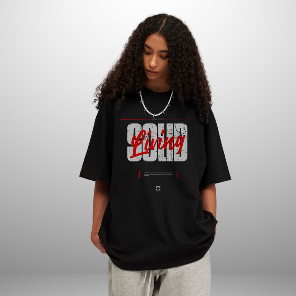 SOLID LIVING TEE BLACK - 425GSM