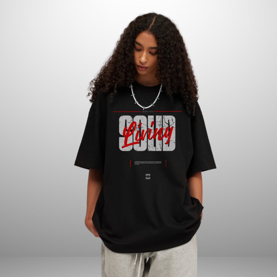 SOLID LIVING TEE BLACK - 425GSM