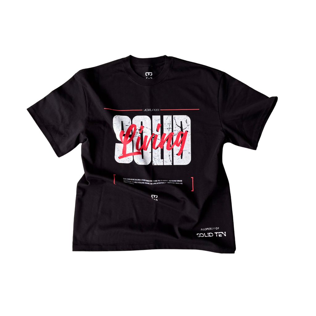 SOLID LIVING TEE BLACK - 425GSM