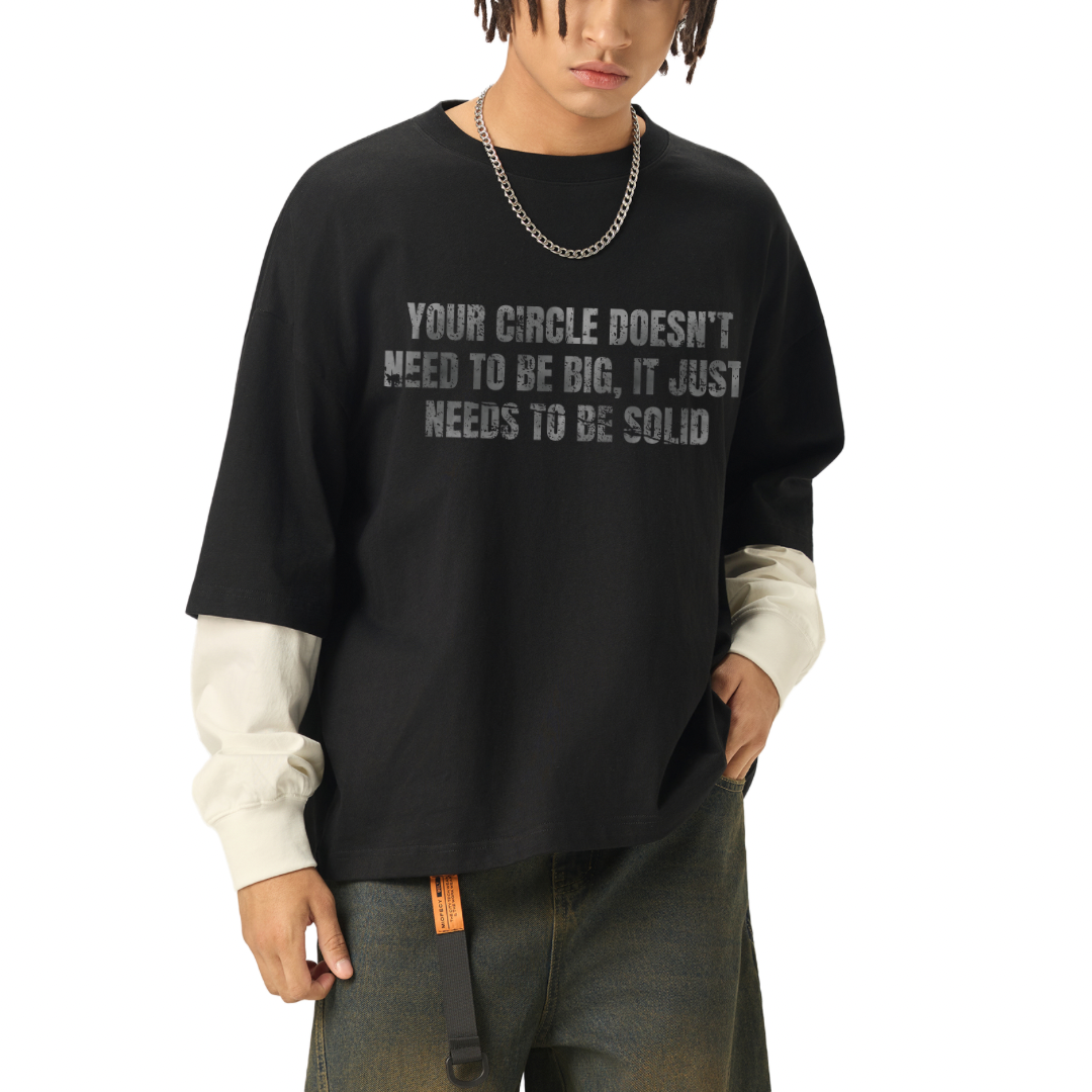 LAYERED LONG SLEEVE TEE- BLACK