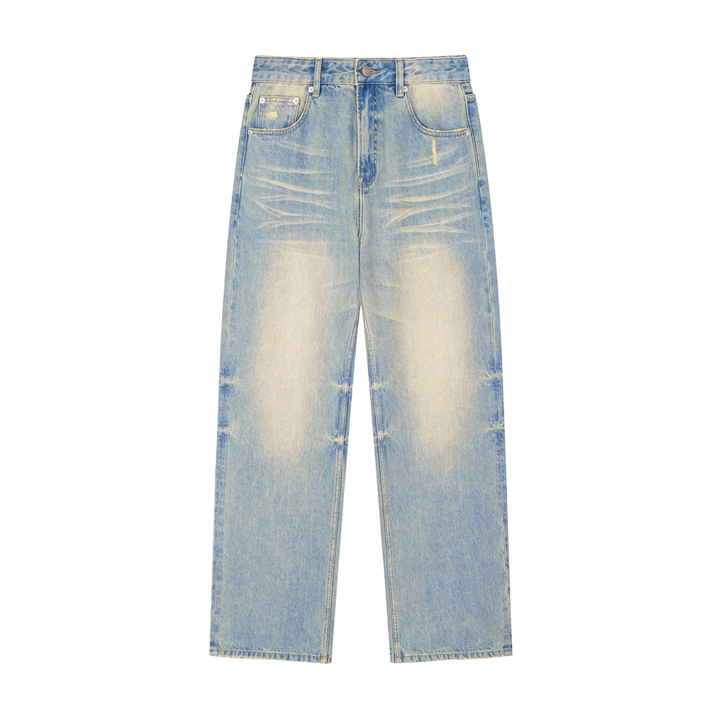 Solid Ten Sun Fade Raw Hem Denim Jeans