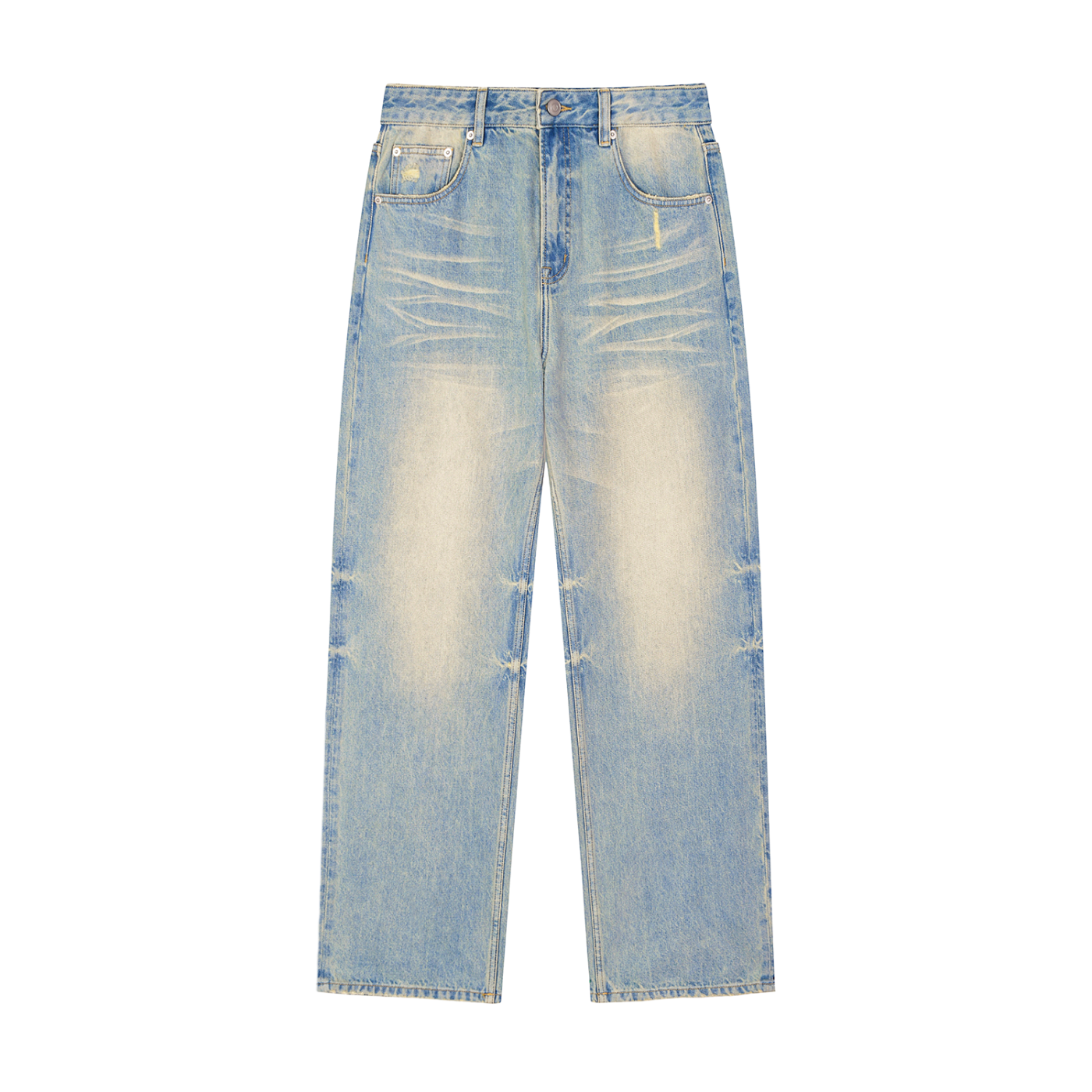 Solid Ten Sun Fade Raw Hem Denim Jeans